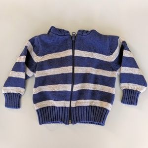 Old Navy Gray and Navy Striped Hooded Sweater